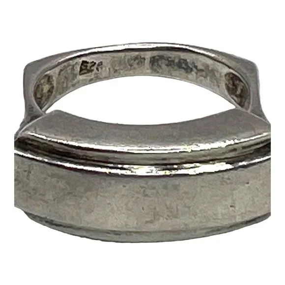 925 Italy Sterling Silver Estate Vintage Ring Artistic Sleek Wide Size 6.75 - Picture 10 of 11